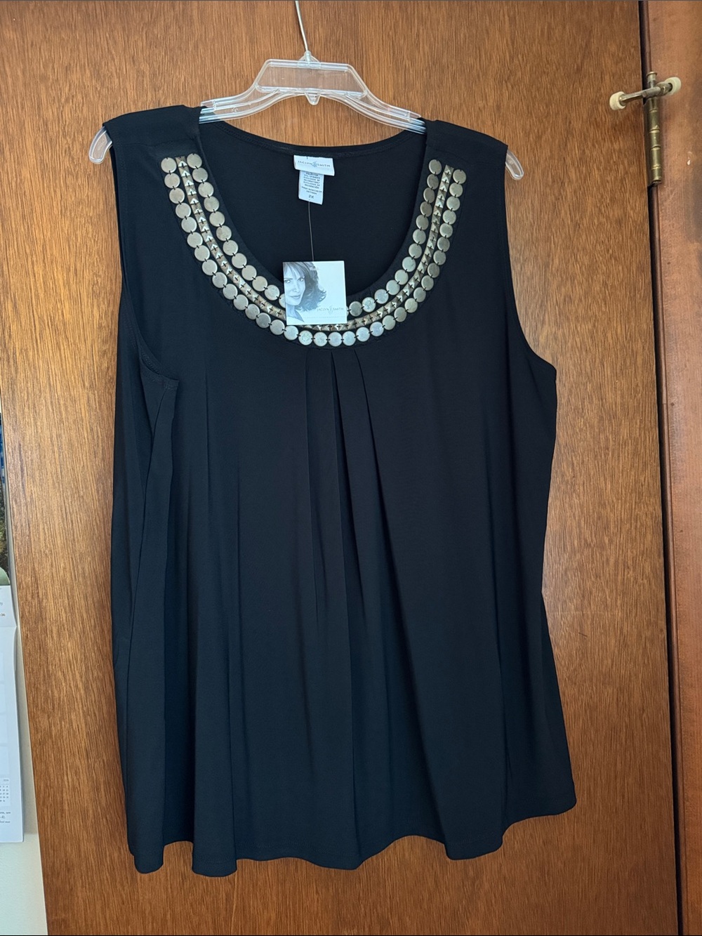 Women’s 2X Jaclyn Smith Sophisticate Black Sleeveless Jewel Neck Tank